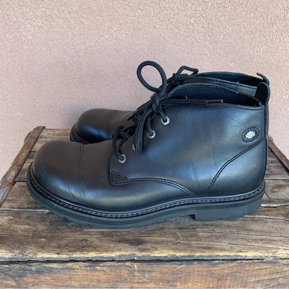 Harley-Davidson Black Lace-Up Ankle Boots
